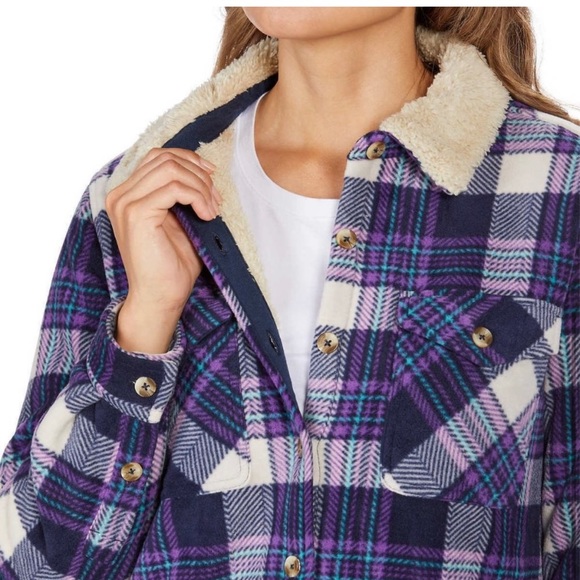 Soho Threads Jackets & Blazers - Soho Threads Plush Plaid Shirt Jacket Shacket SZ- Small
